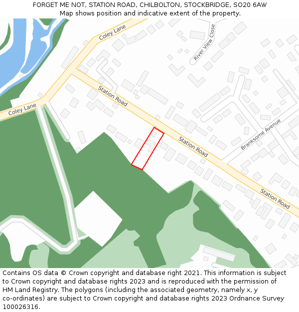 FORGET ME NOT, STATION ROAD, CHILBOLTON, STOCKBRIDGE, SO20 6AW: Location map and indicative extent of plot