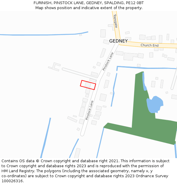 FURINISH, PINSTOCK LANE, GEDNEY, SPALDING, PE12 0BT: Location map and indicative extent of plot