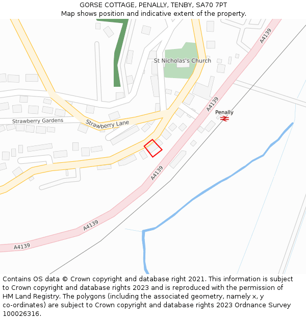 GORSE COTTAGE, PENALLY, TENBY, SA70 7PT: Location map and indicative extent of plot