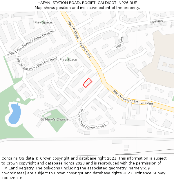 HAFAN, STATION ROAD, ROGIET, CALDICOT, NP26 3UE: Location map and indicative extent of plot