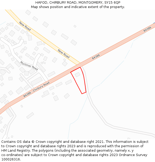 HAFOD, CHIRBURY ROAD, MONTGOMERY, SY15 6QP: Location map and indicative extent of plot