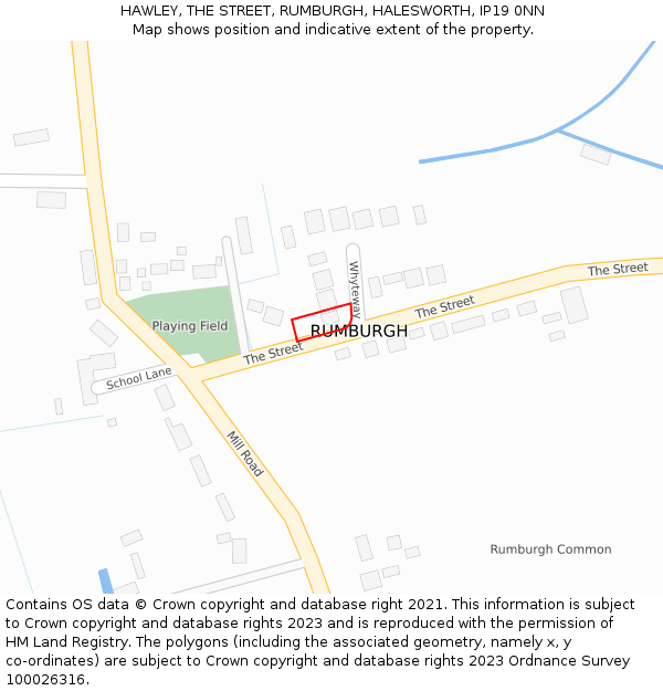 HAWLEY, THE STREET, RUMBURGH, HALESWORTH, IP19 0NN: Location map and indicative extent of plot