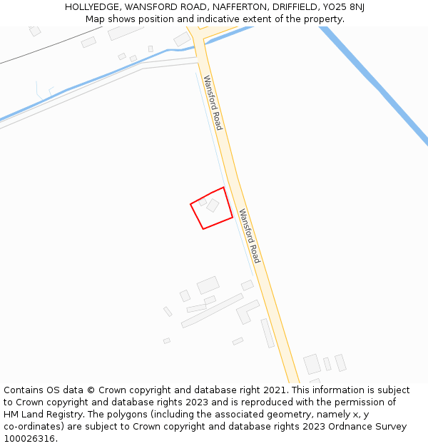 HOLLYEDGE, WANSFORD ROAD, NAFFERTON, DRIFFIELD, YO25 8NJ: Location map and indicative extent of plot