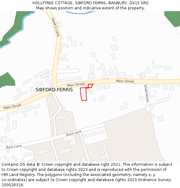 HOLLYTREE COTTAGE, SIBFORD FERRIS, BANBURY, OX15 5RG: Location map and indicative extent of plot