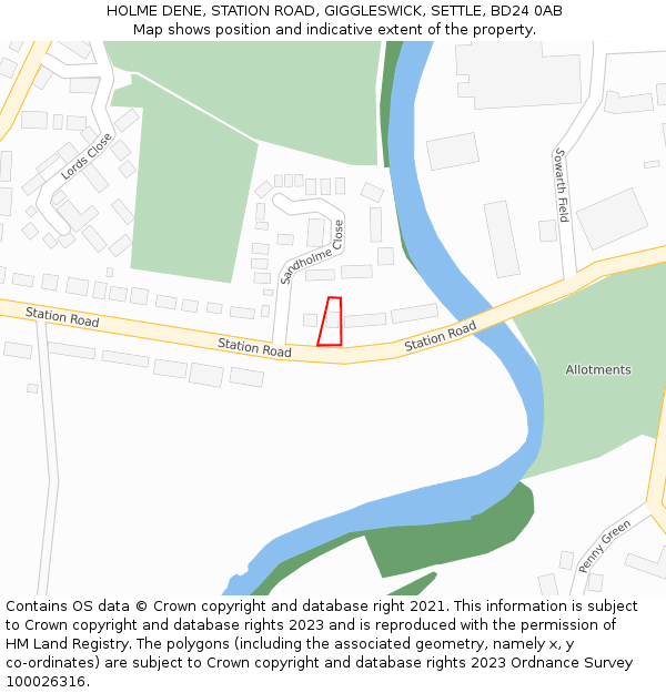 HOLME DENE, STATION ROAD, GIGGLESWICK, SETTLE, BD24 0AB: Location map and indicative extent of plot