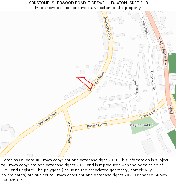 KIRKSTONE, SHERWOOD ROAD, TIDESWELL, BUXTON, SK17 8HR: Location map and indicative extent of plot