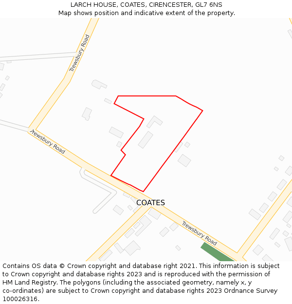 LARCH HOUSE, COATES, CIRENCESTER, GL7 6NS: Location map and indicative extent of plot