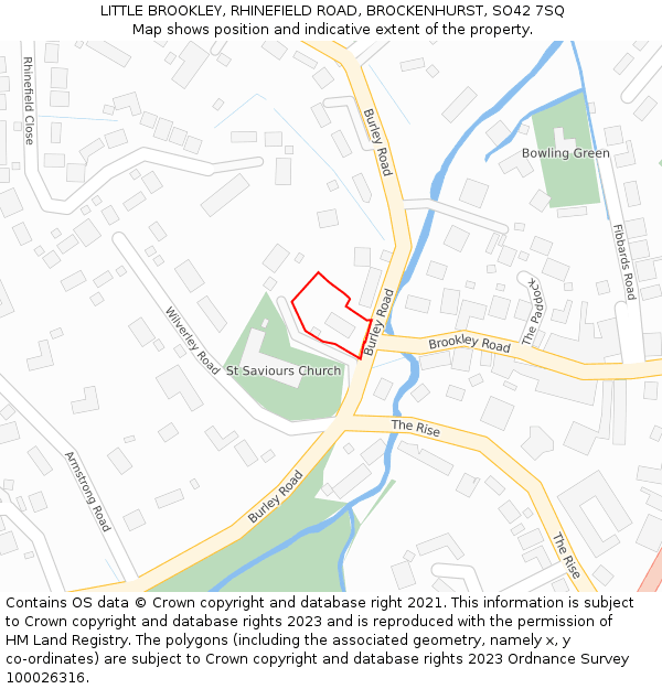 LITTLE BROOKLEY, RHINEFIELD ROAD, BROCKENHURST, SO42 7SQ: Location map and indicative extent of plot