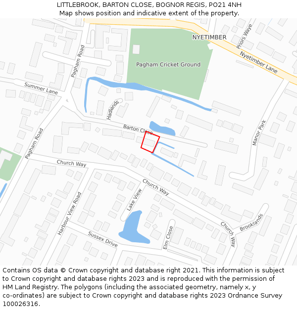 LITTLEBROOK, BARTON CLOSE, BOGNOR REGIS, PO21 4NH: Location map and indicative extent of plot