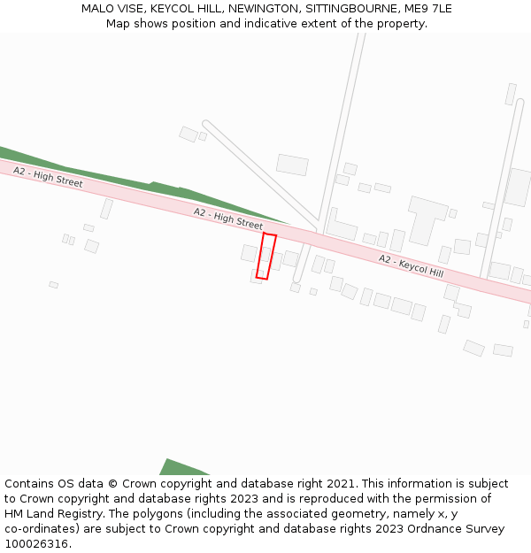 MALO VISE, KEYCOL HILL, NEWINGTON, SITTINGBOURNE, ME9 7LE: Location map and indicative extent of plot