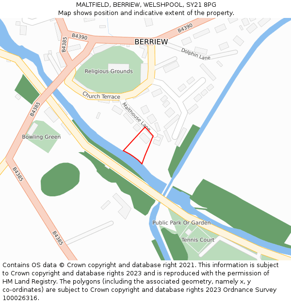 MALTFIELD, BERRIEW, WELSHPOOL, SY21 8PG: Location map and indicative extent of plot