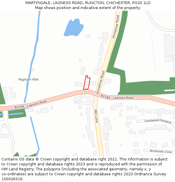 MARTYNGALE, LAGNESS ROAD, RUNCTON, CHICHESTER, PO20 1LD: Location map and indicative extent of plot