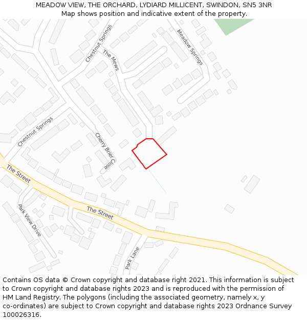 MEADOW VIEW, THE ORCHARD, LYDIARD MILLICENT, SWINDON, SN5 3NR: Location map and indicative extent of plot