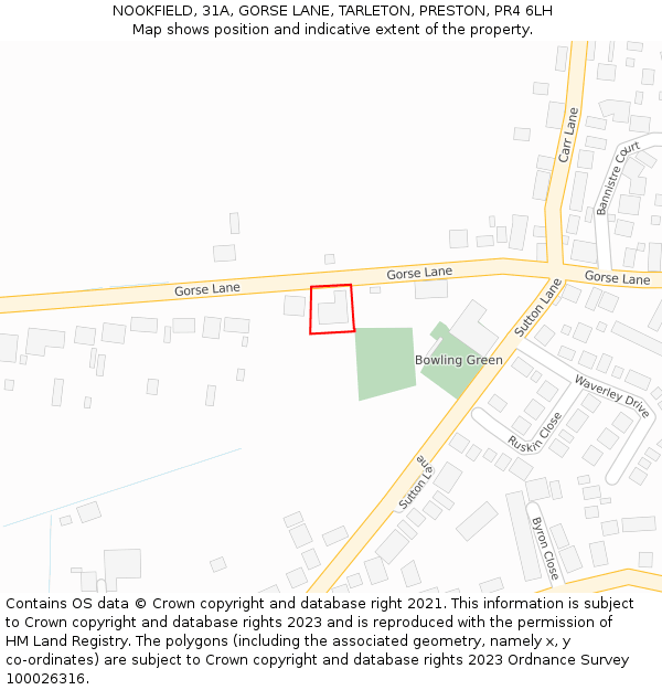 NOOKFIELD, 31A, GORSE LANE, TARLETON, PRESTON, PR4 6LH: Location map and indicative extent of plot