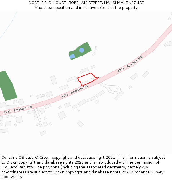 NORTHFIELD HOUSE, BOREHAM STREET, HAILSHAM, BN27 4SF: Location map and indicative extent of plot