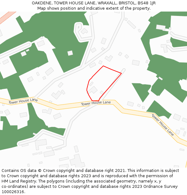 OAKDENE, TOWER HOUSE LANE, WRAXALL, BRISTOL, BS48 1JR: Location map and indicative extent of plot