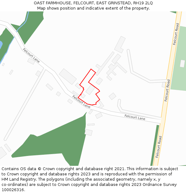 OAST FARMHOUSE, FELCOURT, EAST GRINSTEAD, RH19 2LQ: Location map and indicative extent of plot