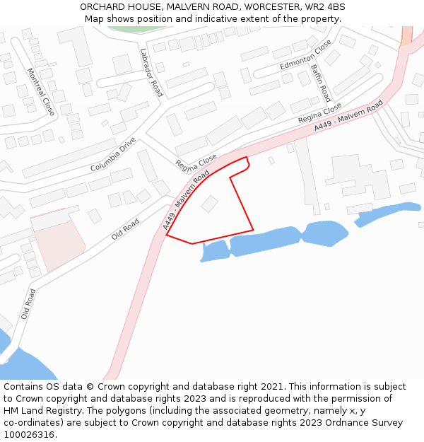 ORCHARD HOUSE, MALVERN ROAD, WORCESTER, WR2 4BS: Location map and indicative extent of plot