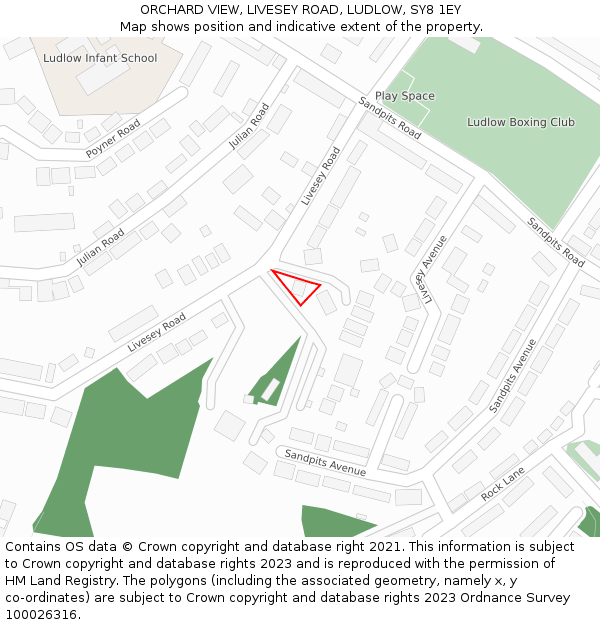 ORCHARD VIEW, LIVESEY ROAD, LUDLOW, SY8 1EY: Location map and indicative extent of plot