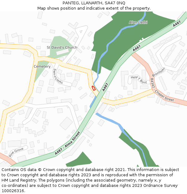 PANTEG, LLANARTH, SA47 0NQ: Location map and indicative extent of plot