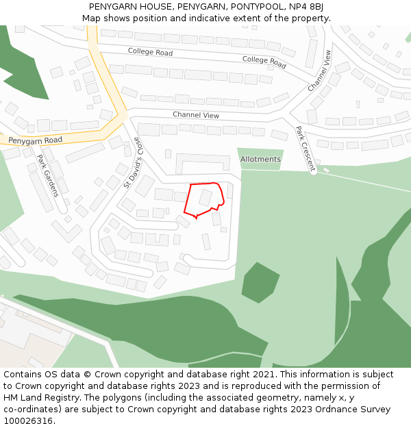 PENYGARN HOUSE, PENYGARN, PONTYPOOL, NP4 8BJ: Location map and indicative extent of plot