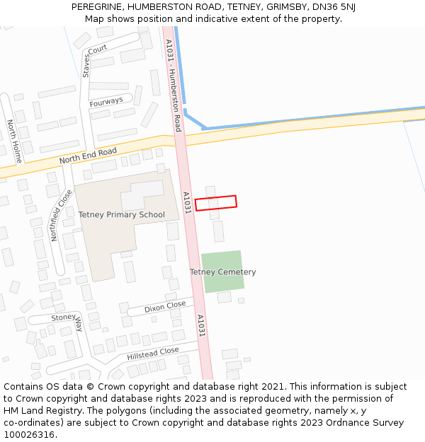 PEREGRINE, HUMBERSTON ROAD, TETNEY, GRIMSBY, DN36 5NJ: Location map and indicative extent of plot