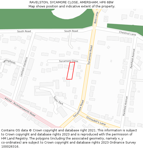 RAVELSTON, SYCAMORE CLOSE, AMERSHAM, HP6 6BW: Location map and indicative extent of plot