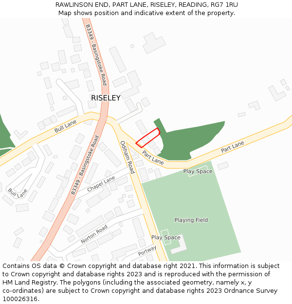 RAWLINSON END, PART LANE, RISELEY, READING, RG7 1RU: Location map and indicative extent of plot