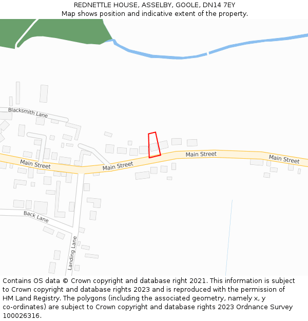 REDNETTLE HOUSE, ASSELBY, GOOLE, DN14 7EY: Location map and indicative extent of plot