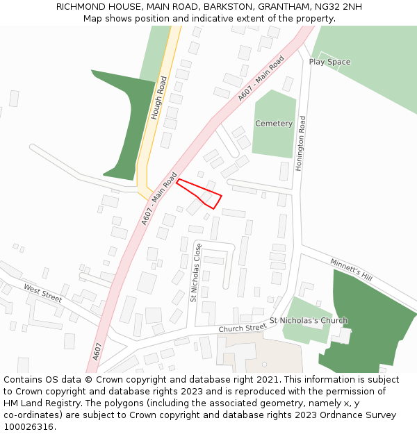 RICHMOND HOUSE, MAIN ROAD, BARKSTON, GRANTHAM, NG32 2NH: Location map and indicative extent of plot