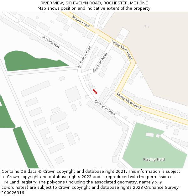 RIVER VIEW, SIR EVELYN ROAD, ROCHESTER, ME1 3NE: Location map and indicative extent of plot