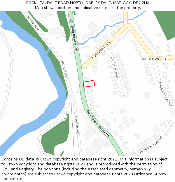 ROCK LEA, DALE ROAD NORTH, DARLEY DALE, MATLOCK, DE4 2HX: Location map and indicative extent of plot