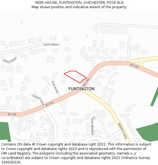 SEEK HOUSE, FUNTINGTON, CHICHESTER, PO18 9LG: Location map and indicative extent of plot