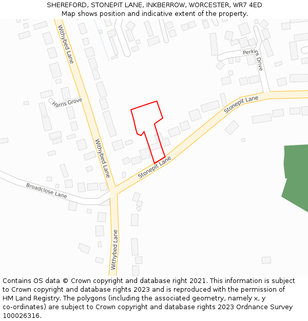 SHEREFORD, STONEPIT LANE, INKBERROW, WORCESTER, WR7 4ED: Location map and indicative extent of plot