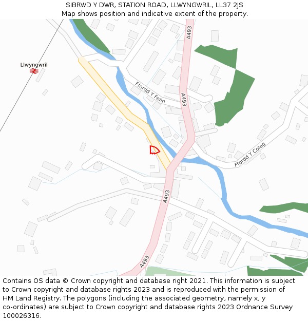 SIBRWD Y DWR, STATION ROAD, LLWYNGWRIL, LL37 2JS: Location map and indicative extent of plot