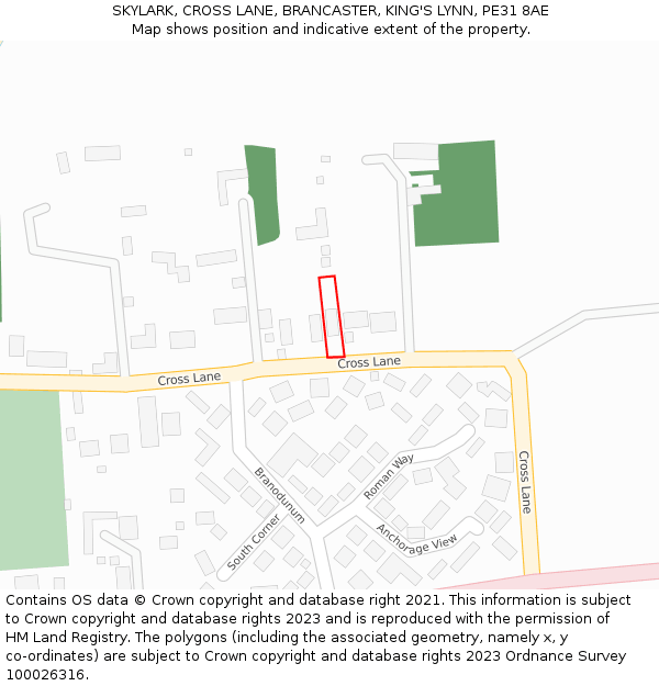 SKYLARK, CROSS LANE, BRANCASTER, KING'S LYNN, PE31 8AE: Location map and indicative extent of plot