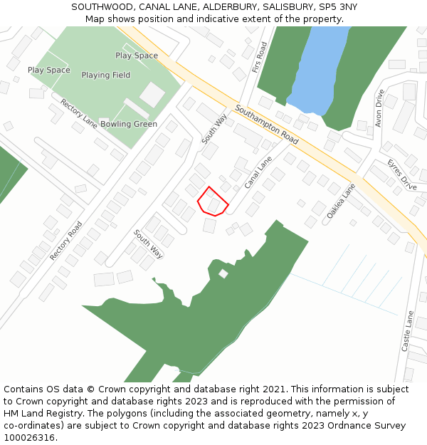 SOUTHWOOD, CANAL LANE, ALDERBURY, SALISBURY, SP5 3NY: Location map and indicative extent of plot