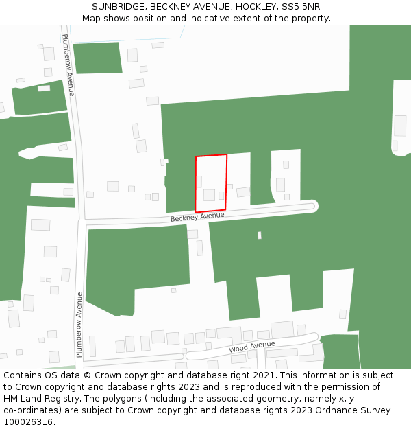 SUNBRIDGE, BECKNEY AVENUE, HOCKLEY, SS5 5NR: Location map and indicative extent of plot