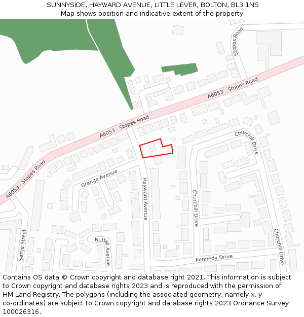 SUNNYSIDE, HAYWARD AVENUE, LITTLE LEVER, BOLTON, BL3 1NS: Location map and indicative extent of plot