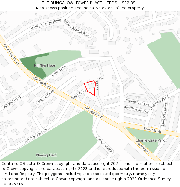 THE BUNGALOW, TOWER PLACE, LEEDS, LS12 3SH: Location map and indicative extent of plot