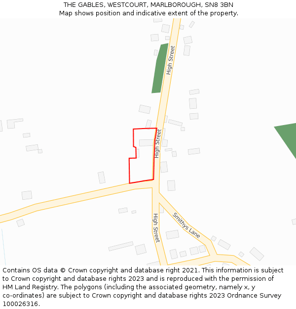 THE GABLES, WESTCOURT, MARLBOROUGH, SN8 3BN: Location map and indicative extent of plot