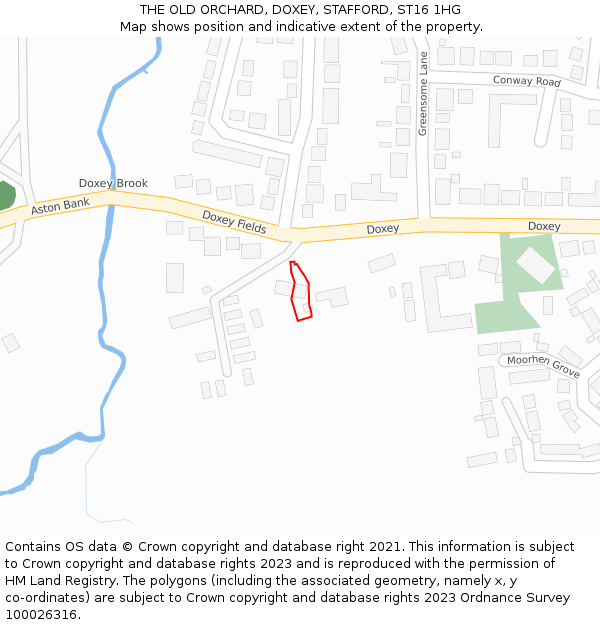 THE OLD ORCHARD, DOXEY, STAFFORD, ST16 1HG: Location map and indicative extent of plot