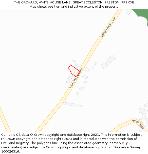 THE ORCHARD, WHITE HOUSE LANE, GREAT ECCLESTON, PRESTON, PR3 0XB: Location map and indicative extent of plot