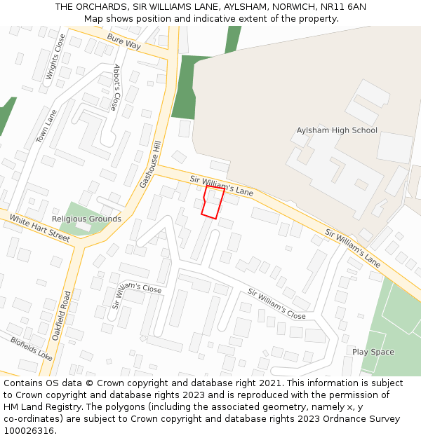 THE ORCHARDS, SIR WILLIAMS LANE, AYLSHAM, NORWICH, NR11 6AN: Location map and indicative extent of plot