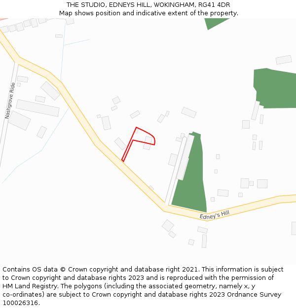 THE STUDIO, EDNEYS HILL, WOKINGHAM, RG41 4DR: Location map and indicative extent of plot