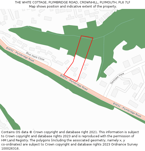 THE WHITE COTTAGE, PLYMBRIDGE ROAD, CROWNHILL, PLYMOUTH, PL6 7LF: Location map and indicative extent of plot