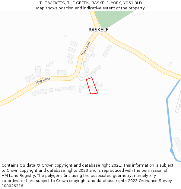 THE WICKETS, THE GREEN, RASKELF, YORK, YO61 3LD: Location map and indicative extent of plot