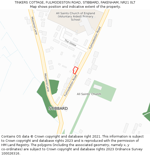 TINKERS COTTAGE, FULMODESTON ROAD, STIBBARD, FAKENHAM, NR21 0LT: Location map and indicative extent of plot