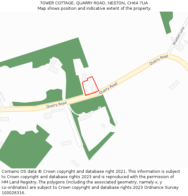 TOWER COTTAGE, QUARRY ROAD, NESTON, CH64 7UA: Location map and indicative extent of plot