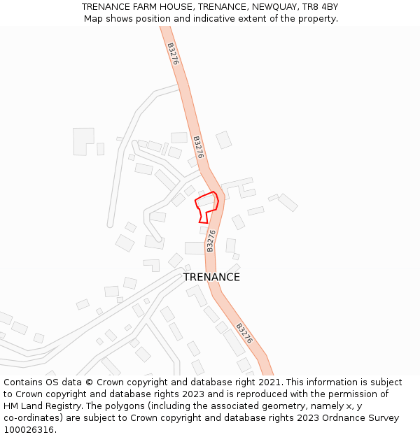 TRENANCE FARM HOUSE, TRENANCE, NEWQUAY, TR8 4BY: Location map and indicative extent of plot